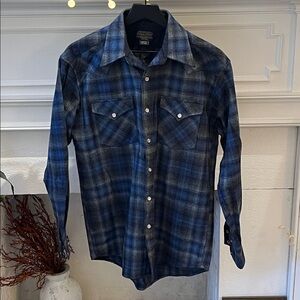 Pendleton Canyon Blue and Black Plaid Button Down Shirt